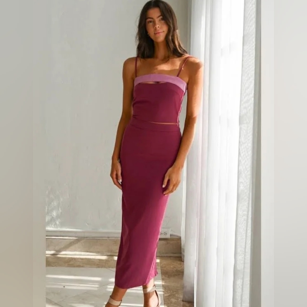 NWOT Yllw the Label Henrie Two-Piece Set in Magenta, Sz XL